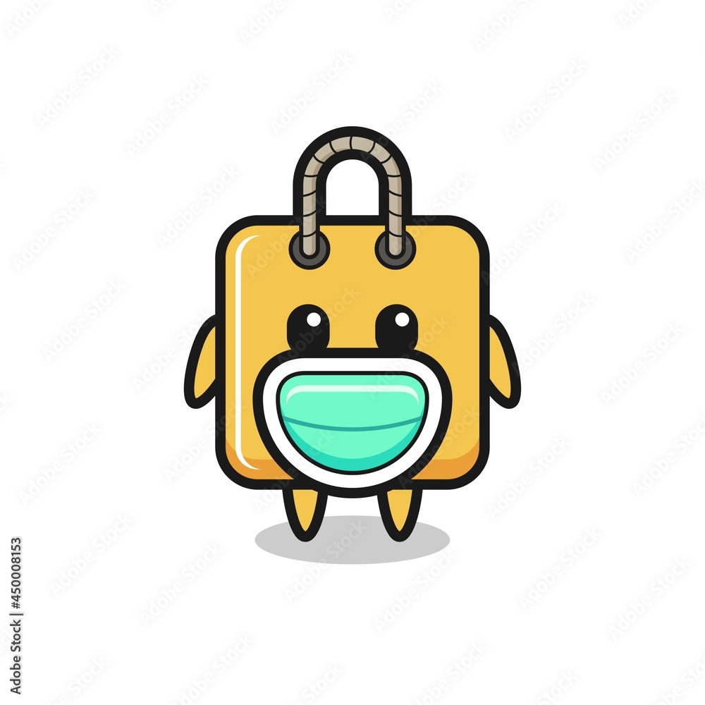cute shopping bag cartoon wearing a mask cute shopping bag cartoon wearing a mask