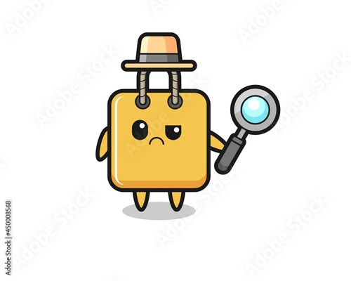the mascot of cute shopping bag as a detective