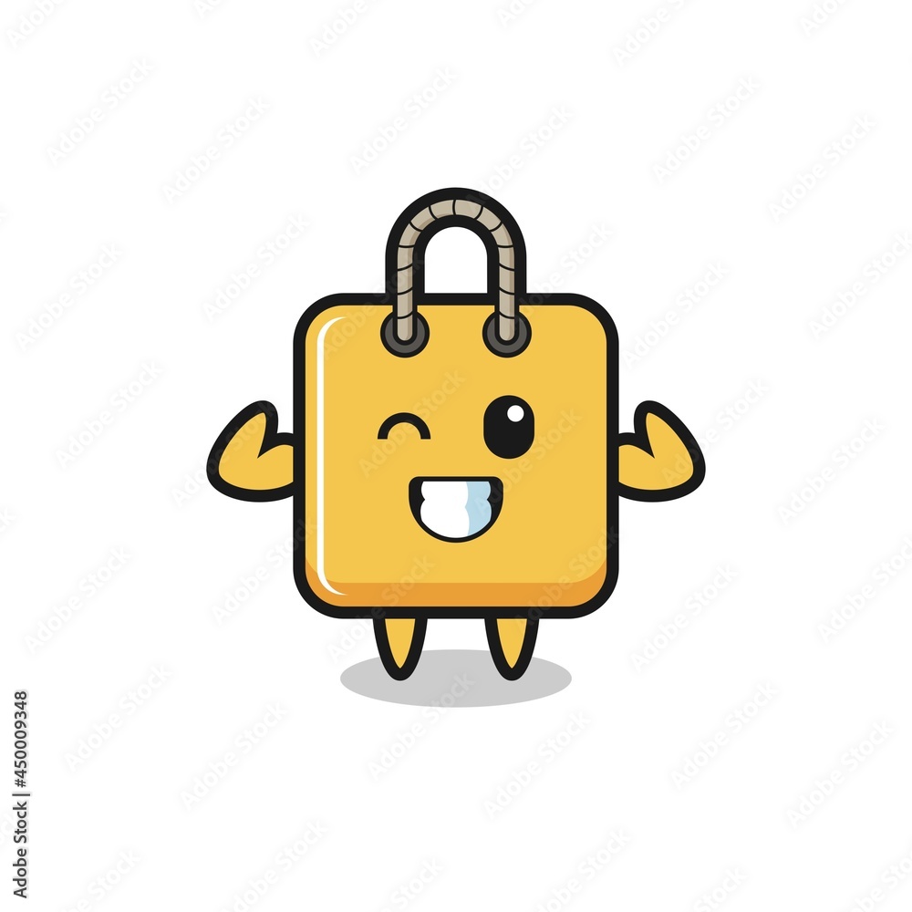 the muscular shopping bag character is posing showing his muscles the muscular shopping bag character is posing showing his muscles