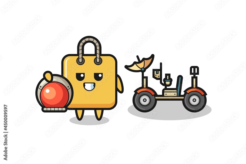 the cute shopping bag as astronaut with a lunar rover