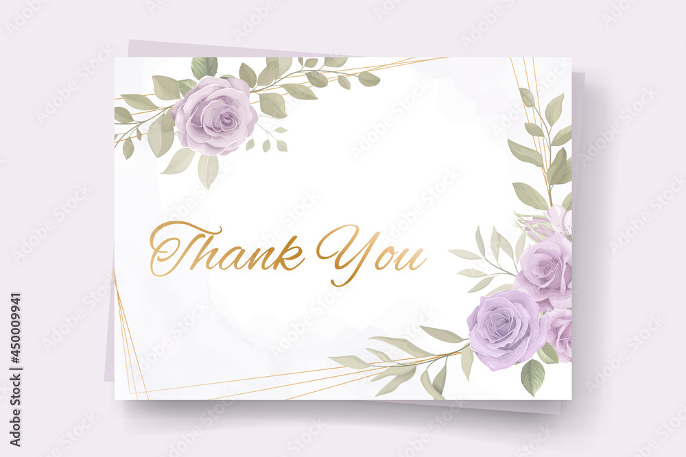 Thank you card design with soft color floral