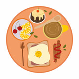 cute cartoon of breakfast illustration