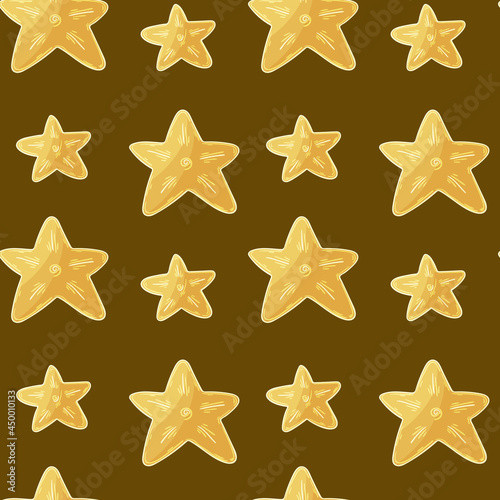 Seamless pattern with stars. Pattern in hand draw style © bubushonok