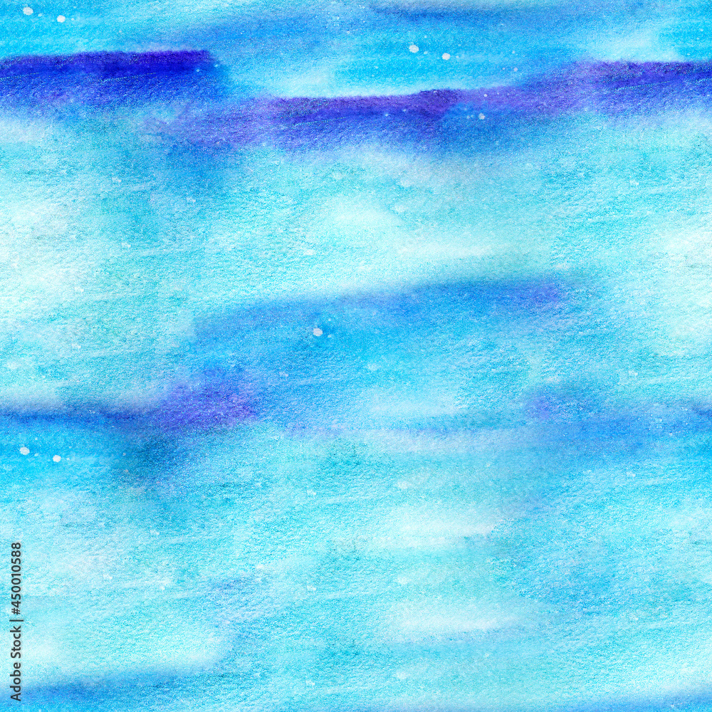 Snowy night watercolor seamless pattern. Template for decorating designs and illustrations.