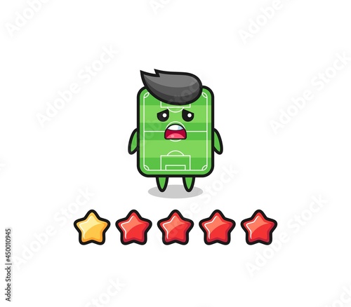 the illustration of customer bad rating, football field cute character with 1 star