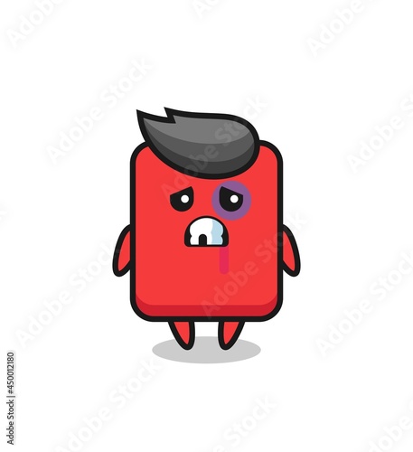 injured red card character with a bruised face