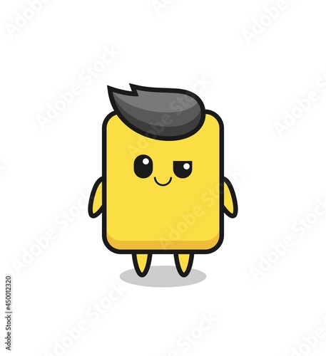 yellow card cartoon with an arrogant expression