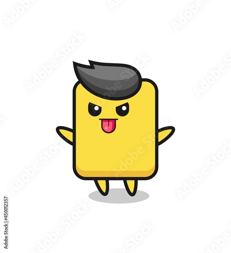 naughty yellow card character in mocking pose