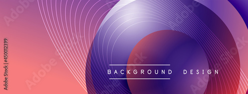 Gradient circles with shadows. Vector techno abstract background. Modern overlapping forms wallpaper background, design template