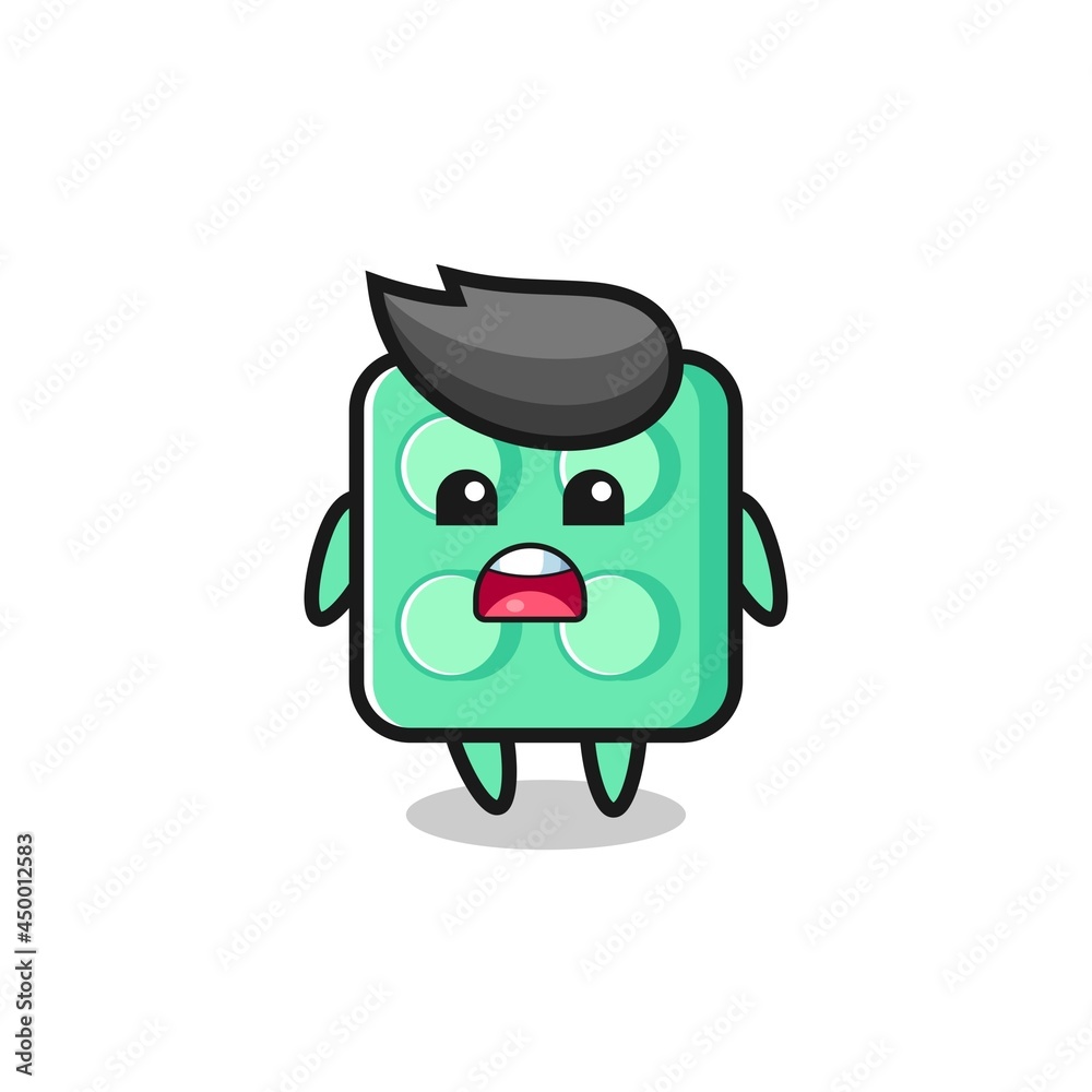 brick toy illustration with apologizing expression, saying I am sorry