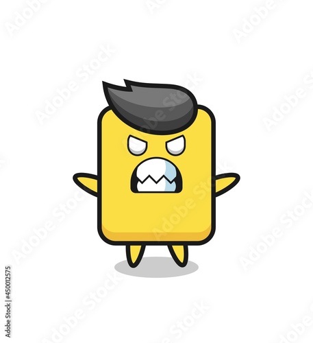 wrathful expression of the yellow card mascot character