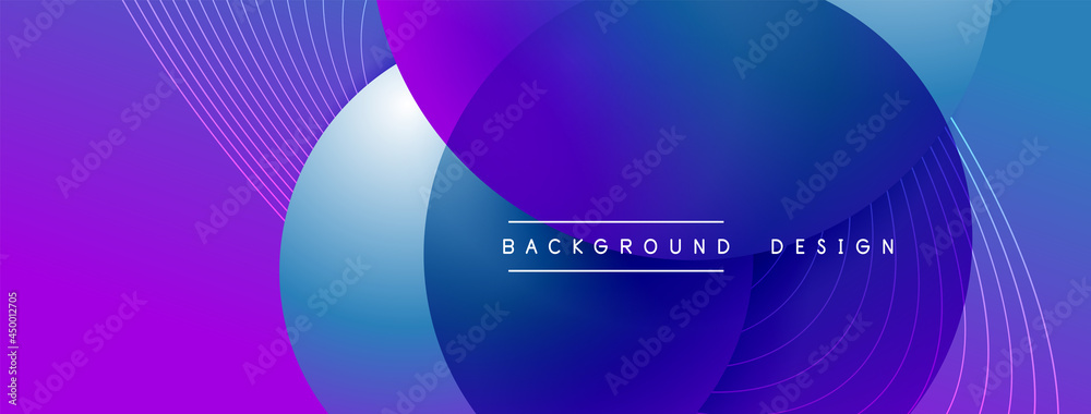 Gradient circles with shadows. Vector techno abstract background. Modern overlapping forms wallpaper background, design template