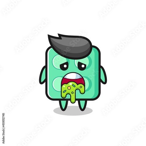 the cute brick toy character with puke