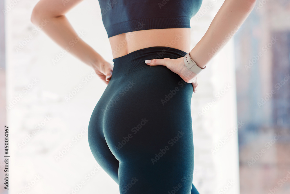 Close up view of sexual sporty tempting beautiful attractive nice round ass  wearing tight leggings Stock Photo | Adobe Stock