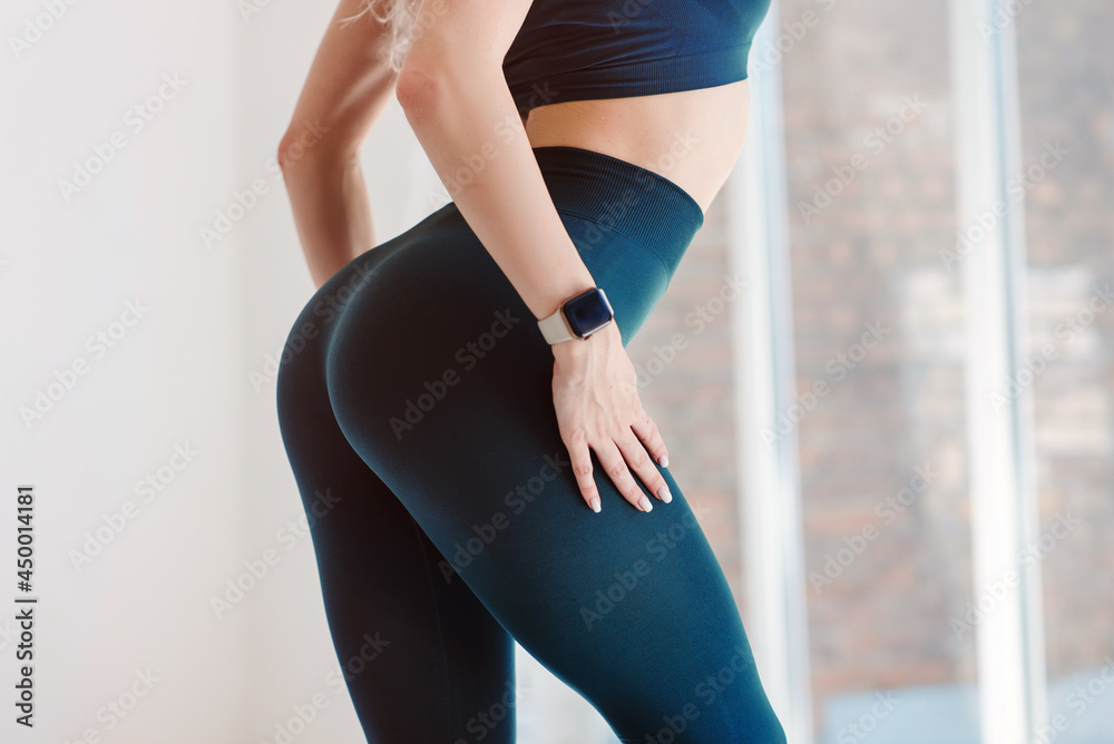 Close up view of sexual sporty tempting beautiful attractive nice round ass  wearing tight leggings Stock Photo | Adobe Stock