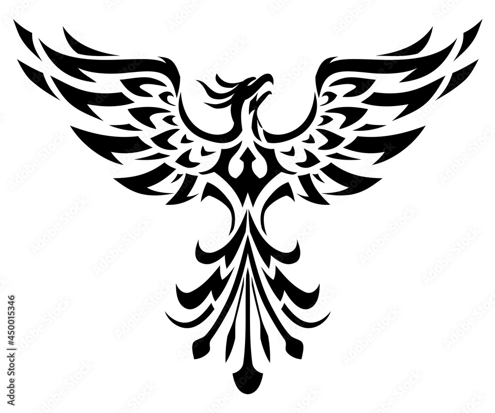 Fototapeta premium Phoenix Mythical Bird, Abstract Ink Design