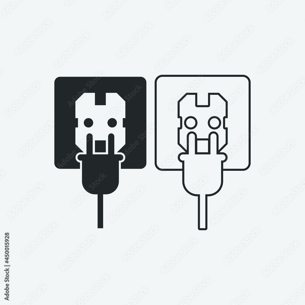 Socket and plug vector icon illustration sign Socket and plug vector icon illustration sign