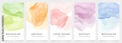 Creative cover design vector set. Watercolor book cover design, Abstract art design with colorful watercolor background. Can be use for poster, wall arts, magazine, brochure , banner and website.