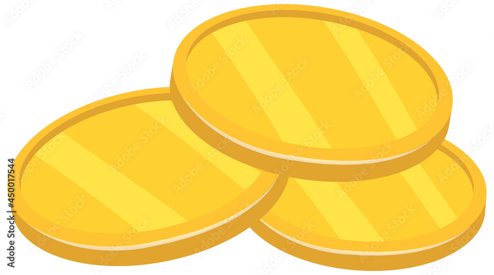 Gold coins in cartoon style isolated