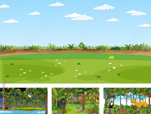 Photography Set of different nature horizontal scene with various wild animals