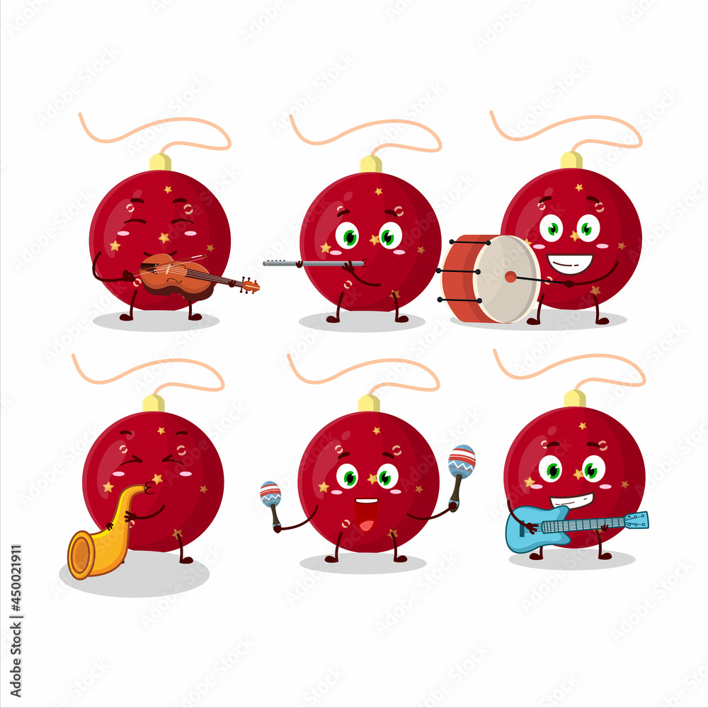 Fototapeta premium Cartoon character of christmas lights red playing some musical instruments