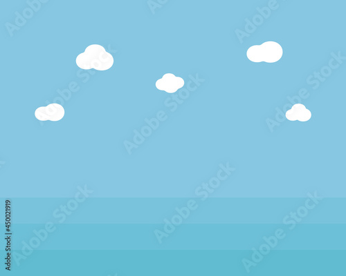 シンプルな空の背景イラスト　雲　青空　夏　晴れ　晴天　風景　快晴　青空　フラット