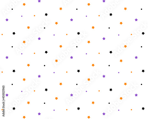 ハロウィンカラーの星のシームレスパターン　背景　きらきら　かわいい　模様　スター　小さい　飾り
