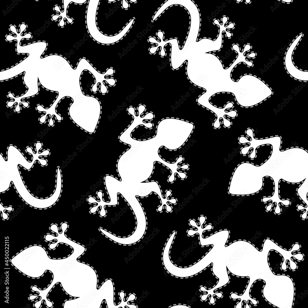 Seamless pattern with lizard silhouette,