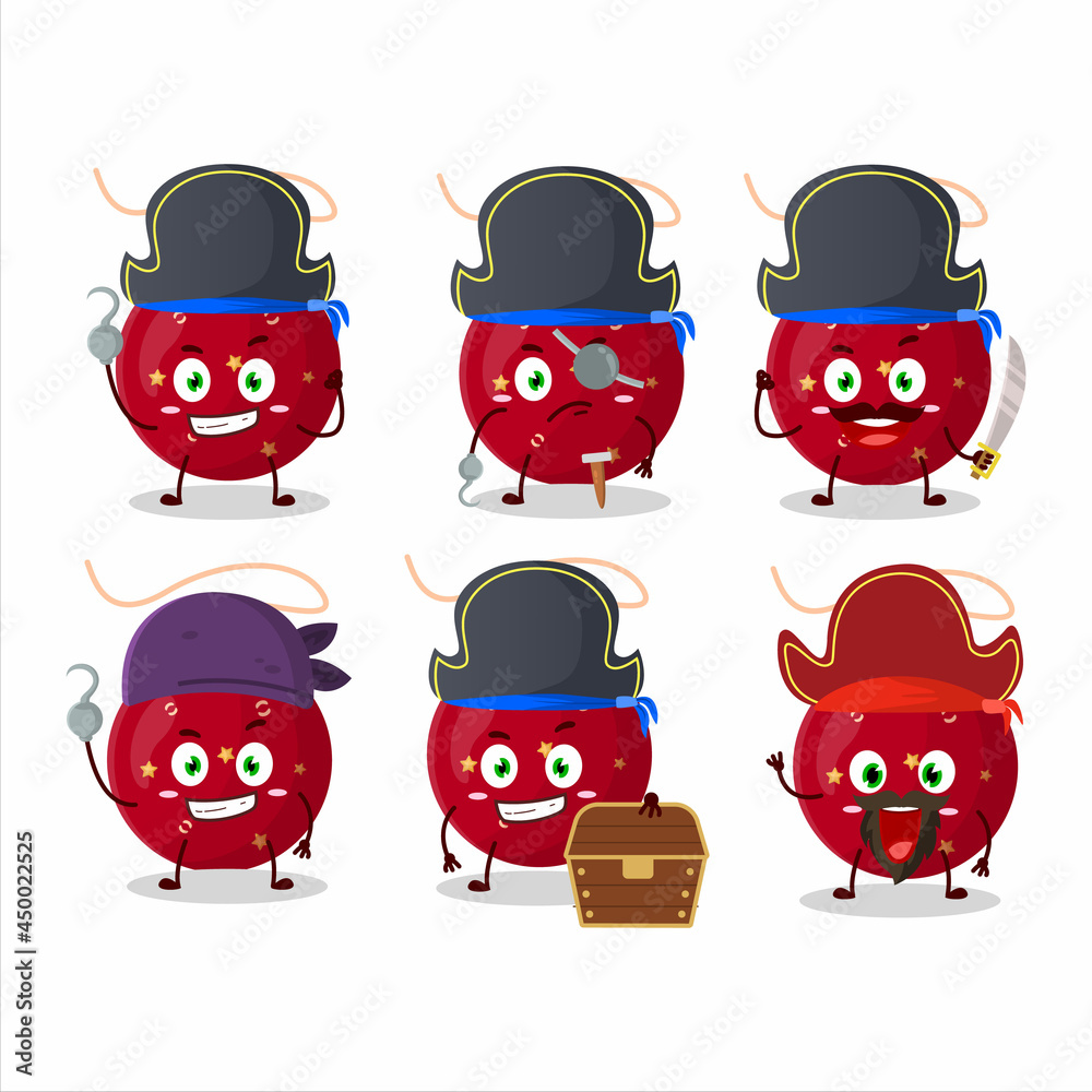 Cartoon character of christmas lights red with various pirates emoticons