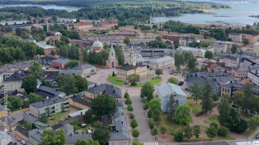 Aerial view of Hamina old town in Finland in summer.