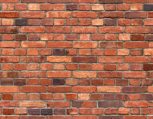Poster Bakstenen muur Oude rode baksteen naadloze structuur  © Anoly_D