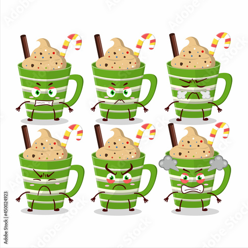 Frappe chocolate cartoon character with various angry expressions