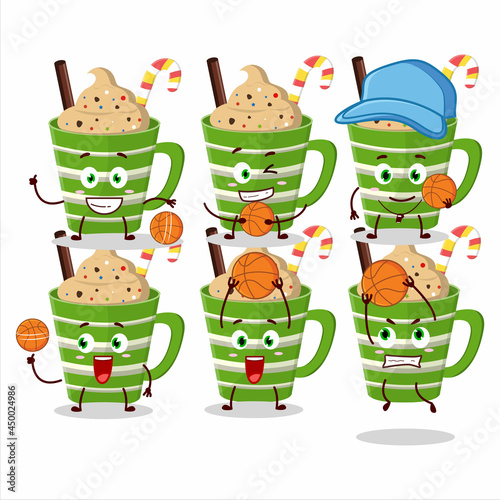 Talented frappe chocolate cartoon character as a basketball athlete