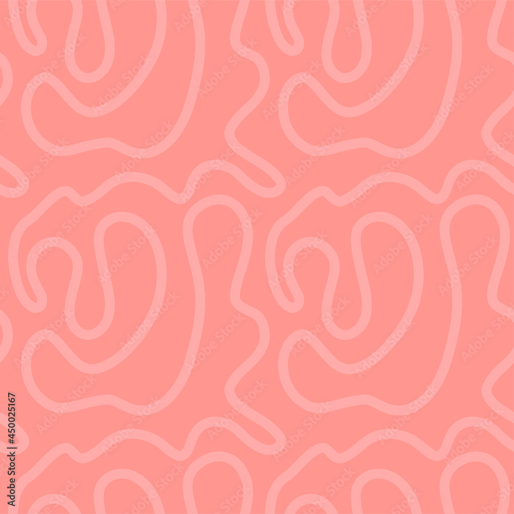Obraz premium blush coral pink maze line handdrawn seamless pattern. vector doodle endless pattern for textile wrapping digital paper template