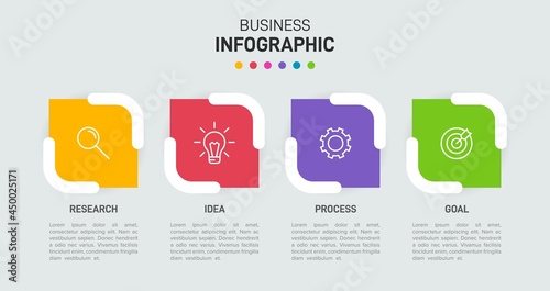 Infographic design with icons and 4 options or steps. Thin line vector. Infographics business concept. Can be used for info graphics, flow charts, presentations, web sites, banners, printed materials.