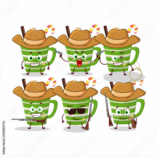 Cool cowboy frappe chocolate cartoon character with a cute hat