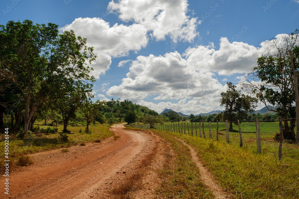 Empty Road Countryside, Rural Scene Palawan, Philippines Stock Photo