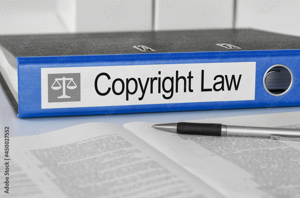 Blue folder with the label Copyright Law Blue folder with the label Copyright Law