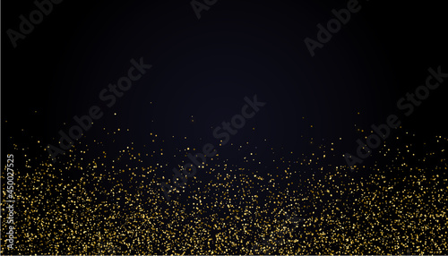 Festive Christmas and New Year background with gold glitter or confetti of stars. Vector illustration.