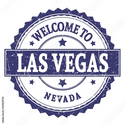 Canvas Print WELCOME TO LAS VEGAS - NEVADA, words written on blue stamp