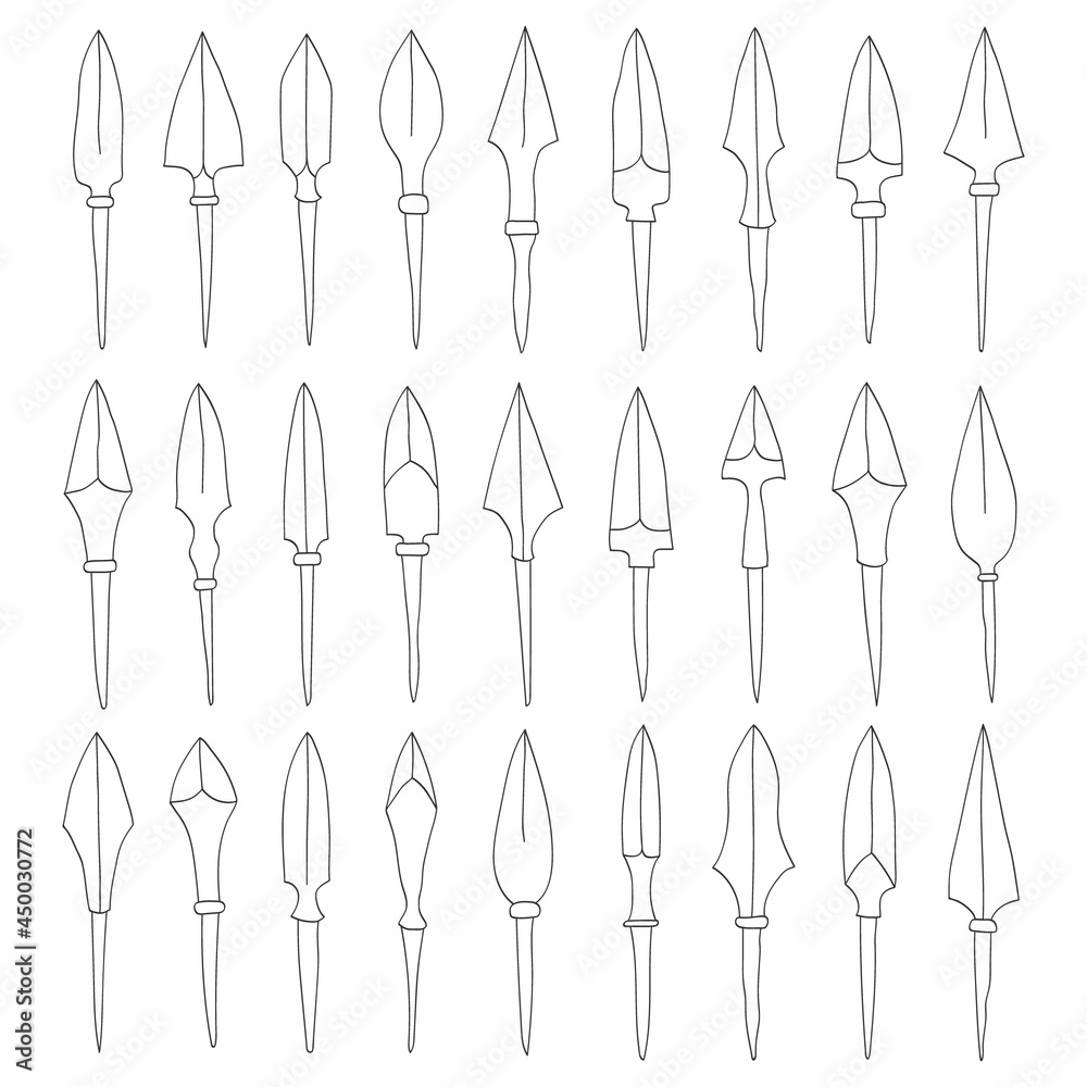 vector monochrome icon set with ancient Arrowheads for your project vector monochrome icon set with ancient Arrowheads for your project
