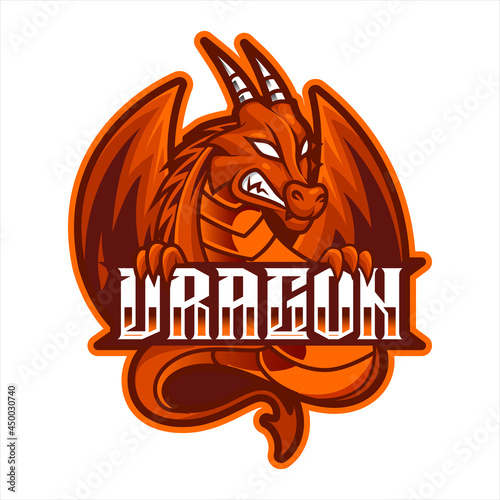 red dragon angry, mascot esports logo vector illustration