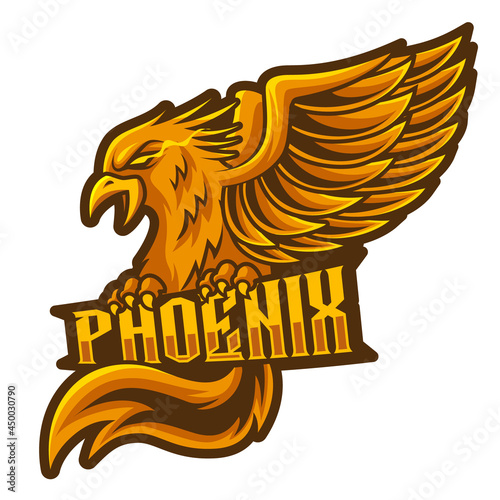 phoenix fly, mascot esports logo vector illustration