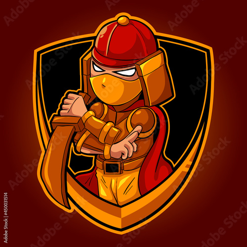 chibi ninja samurai , mascot esports logo vector illustration