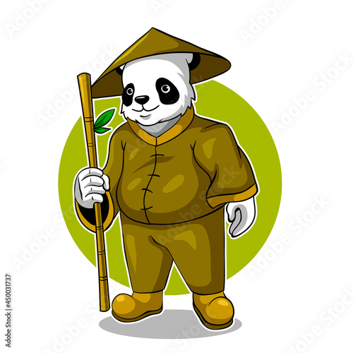 kungfu panda mascot esports logo vector illustration