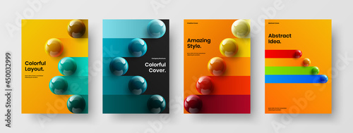 Colorful realistic balls postcard concept collection. Creative corporate cover vector design illustration composition.