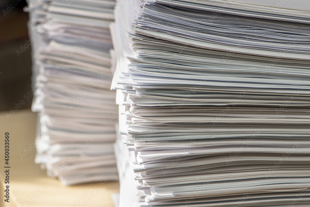 pile of paper documents in the office, paper trash, waste paper pile of paper documents in the office, paper trash, waste paper