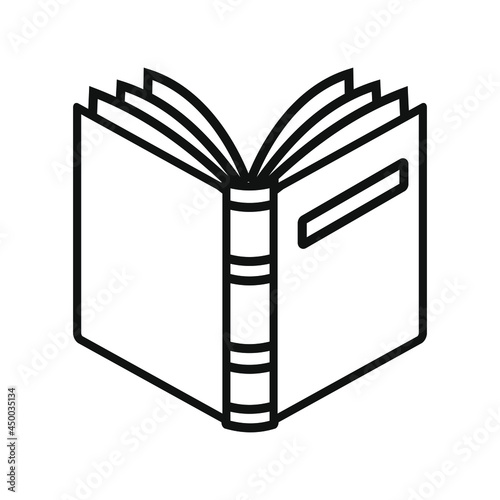 Book icon with cover. Open book vector on white background. Open book simple sign, Open book icon isolated design illustration.