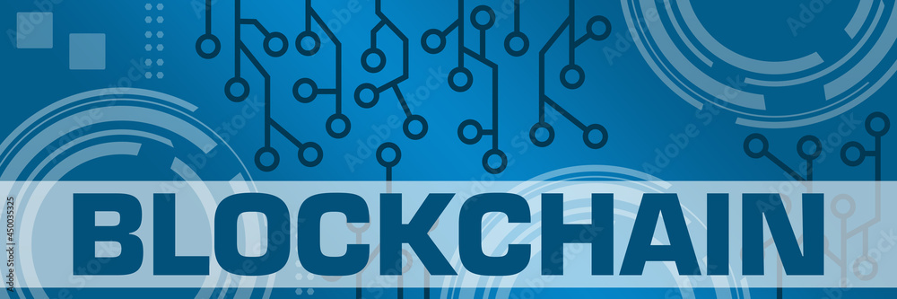 Blockchain Blue Technology Background Circuit Blue Horizontal 