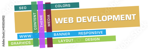 Web Development Word Cloud Colorful Stripes Horizontal 